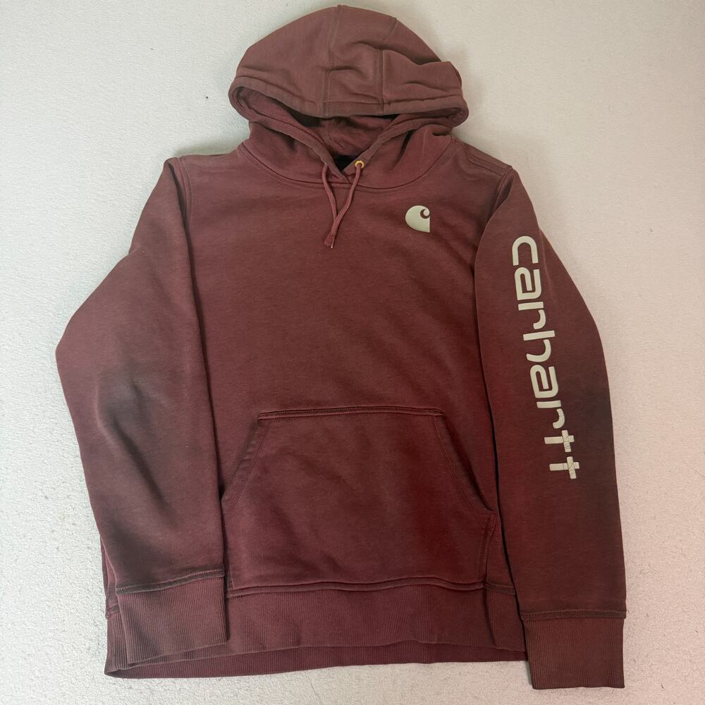 Carhartt Women’s XXL 20 Burgundy Relaxed Fit Logo Sleeve Pullover Hoodie